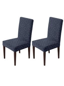 House of Quirk - Stretch Removable Short Dining Chair Cover- Charcoal (Pack of 2)