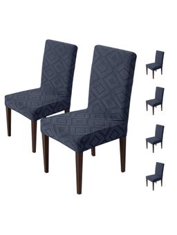 House of Quirk - Stretch Removable Short Dining Chair Cover- Charcoal (Pack of 6)