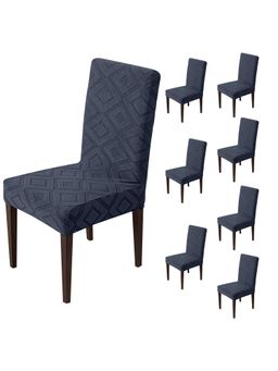 House of Quirk - Stretch Removable Short Dining Chair Cover- Charcoal (Pack of 8)