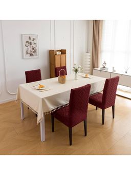 House of Quirk - Stretch Removable Short Dining Chair Cover- Maroon (Pack of 4)