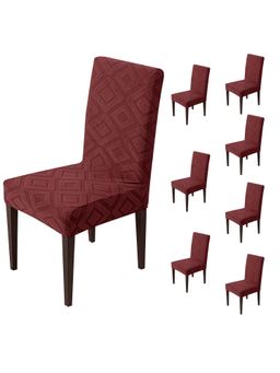 House of Quirk - Stretch Removable Short Dining Chair Cover- Maroon (Pack of 8)