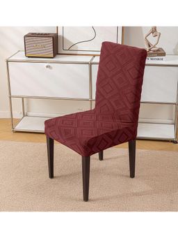House of Quirk - Stretch Removable Short Dining Chair Cover- Maroon