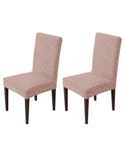 House of Quirk - Stretch Removable Short Dining Chair Cover- Light Pink (Pack of 2)