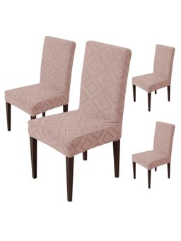 House of Quirk - Stretch Removable Short Dining Chair Cover- Light Pink (Pack of 4)