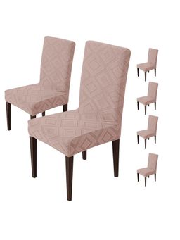 House of Quirk - Stretch Removable Short Dining Chair Cover- Light Pink (Pack of 6)