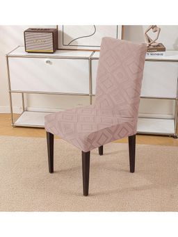 House of Quirk - Stretch Removable Short Dining Chair Cover- Light Pink
