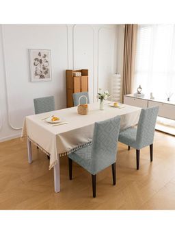 House of Quirk - Stretch Removable Short Dining Chair Cover- Light Grey (Pack of 4)