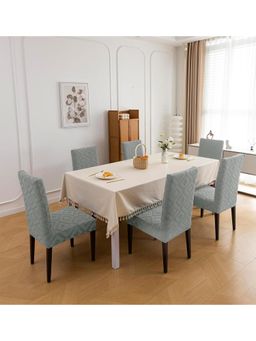 House of Quirk - Stretch Removable Short Dining Chair Cover- Light Grey (Pack of 6)