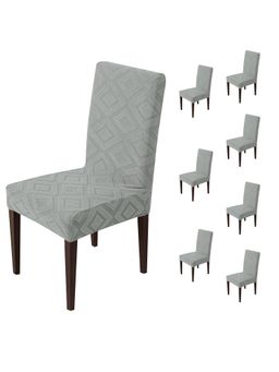 House of Quirk - Stretch Removable Short Dining Chair Cover- Light Grey (Pack of 8)
