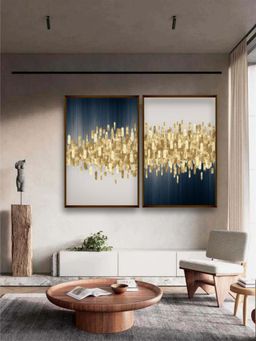 Artsense - Premium Abstract Framed Canvas Wall Painting- Multi-Color (Pack of 2)