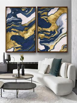 Artsense - Premium Abstract Framed Canvas Wall Painting- Multi-Color (Pack of 2)