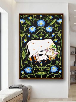 Artsense - Premium Blue Floral Framed Canvas Wall Painting- Multi-Color