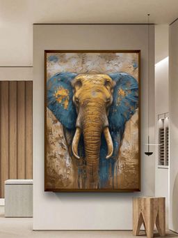 Artsense - Premium Elephant Framed Canvas Wall Painting- Multi-Color