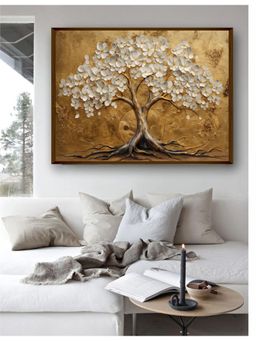 Artsense - Premium Nature Tree Framed Canvas Wall Painting- Beige