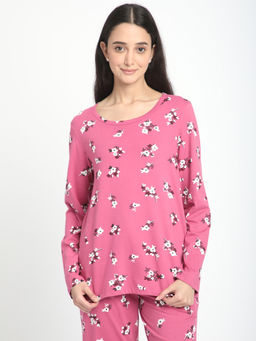 R&B - Cotton Regular Fit Round Neck Floral Print Women Top