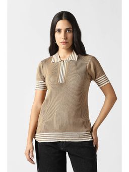 Van Heusen - Women Brown Solid Formal Stylized Neck Top