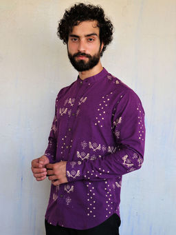 Chidiyaa - Purple Block Printed Shirt