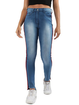 PINACOLADA - Womens Light Blue Side-Striped Denim Jeans