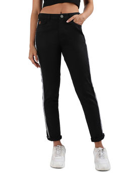 PINACOLADA - Womens Black Side-Striped Skinny Fit Denim Jeans