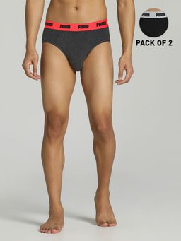 Puma - Stretch Brief Black & Grey Cwb 06 (Pack of 2)