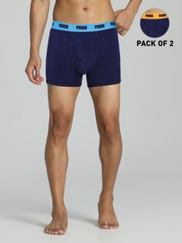 Puma - Stretch Elastic Waistband Mens Blue Trunks (Pack of 2)