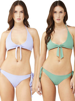 Secrets By ZeroKaata - Women Assorted Stretchable Ribbed Swim Bikini Set