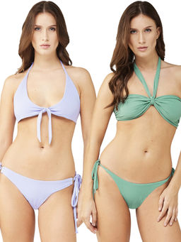 Secrets By ZeroKaata - Women Assorted Stretchable Ribbed Swim Bikini Set