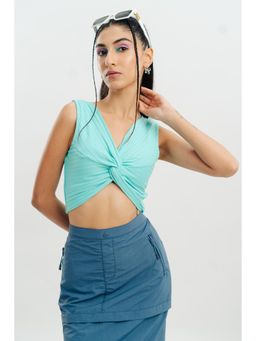 FREAKINS - Aqua Tie-Knot Crop Top