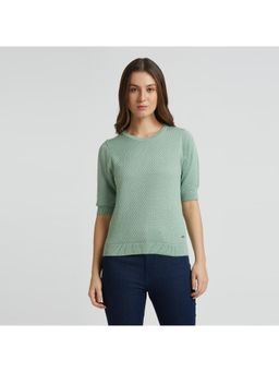 Pepe Jeans - Light Green Ribbed Hem Short Sleeve Flat Knit T-Shirt