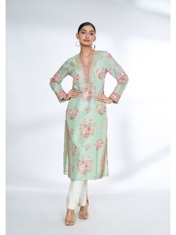 Gopi Vaid - Zera Mint Cotton Silk Kurta