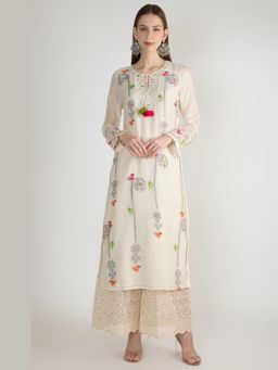 Gopi Vaid - Chidiya White Cotton Silk Kurta