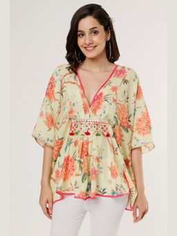 Gopi Vaid - Navya Yellow Viscous Kaftan