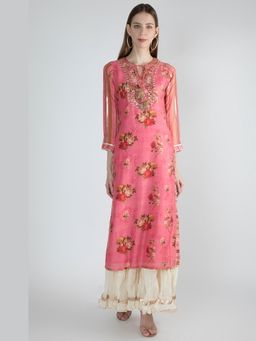 Gopi Vaid - Jaipur Pink Cotton Silk Kurta