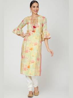 Gopi Vaid - Utsav Yellow Cotton Silk Kurta