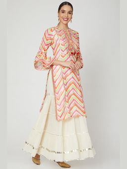 Gopi Vaid - Utsav Zig Zag Pink Cotton Silk Kurta