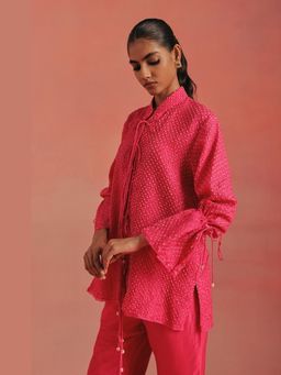 Twenty Nine - Pink Rai Bandhani Tie Up Tunic