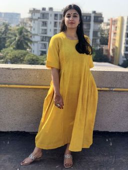 The Indian Ethnic Co. - Women Sunshine Yellow Kala Cotton Kurta