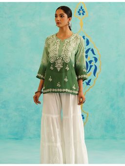 SAAYA THE LABEL - Hayaa Chikankari Green Kurti