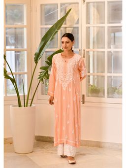 House of Chikankari - Ishtar Chikankari Modal Straight Kurta
