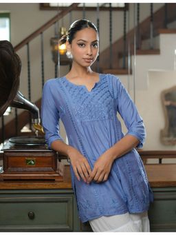 SAAYA THE LABEL - Zaara Chikankari Blue Kurti