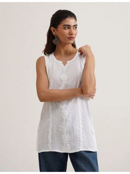SAAYA THE LABEL - Ziya Chikankari Short White Kurti