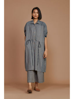 Mati - Grey with Charcoal Striped Kaftan Dress