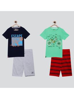 3PIN - Boys Cotton Printed T-Shirt & Shorts (Pack of 2)