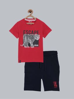 3PIN - Boys Cotton Printed T-Shirt & Shorts (Set of 2)