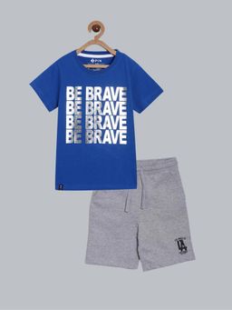 3PIN - Boys Cotton Printed T-Shirt & Shorts (Set of 2)