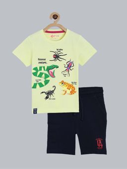 3PIN - Boys Cotton Printed T-Shirt & Shorts (Set of 2)