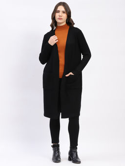 Global Republic - Women Black Viscose Blend Stripes Shrug