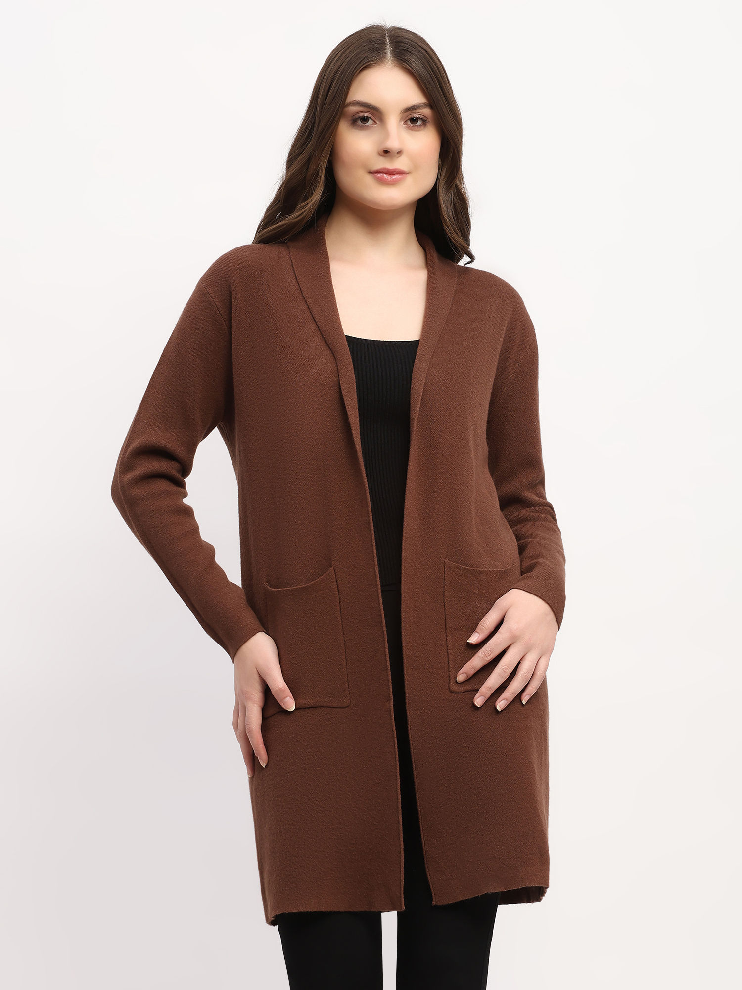 global republic Women Brown Viscose Blend Solid Shrug-picture-14