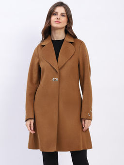 Global Republic - Women Tan Wool Blend Solid Overcoat