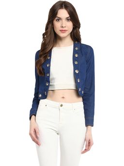 StyleStone - Women Blue Denim Solid Shrug